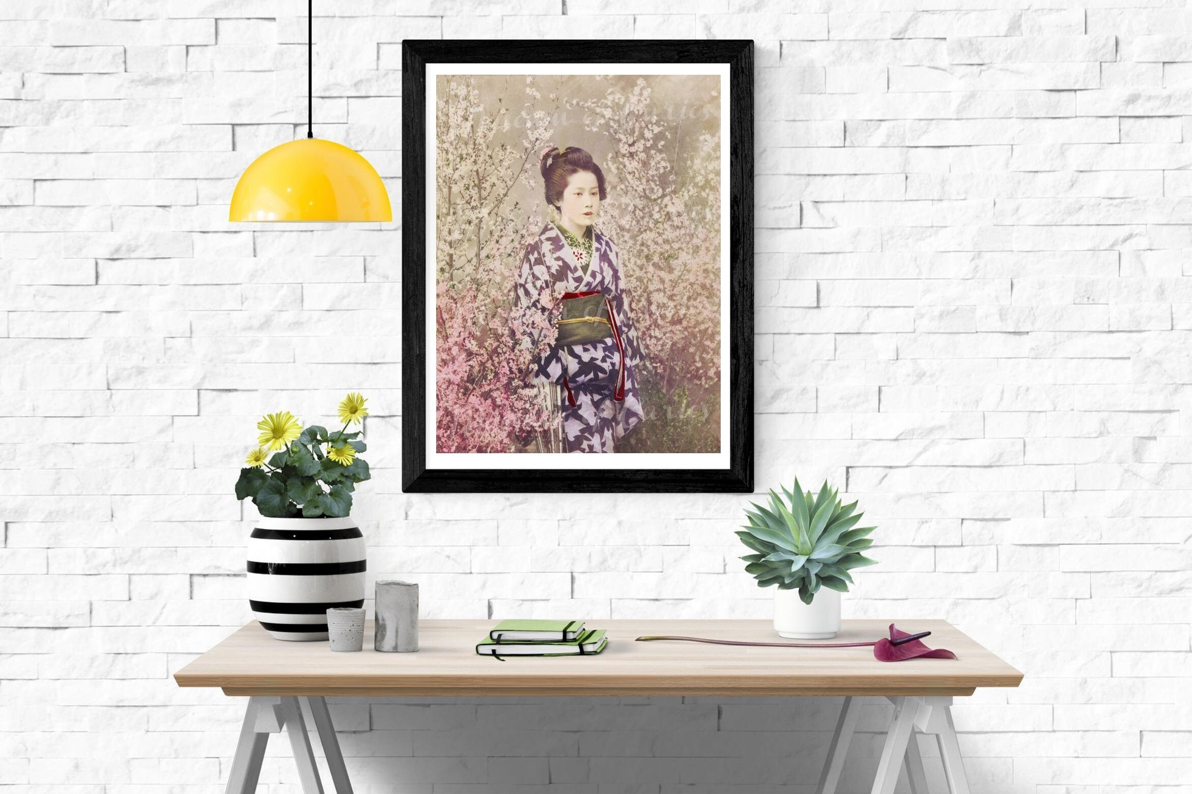 Digital, 1800s, Ogawa Kazumasa, Hand Coloured Geisha, Flower