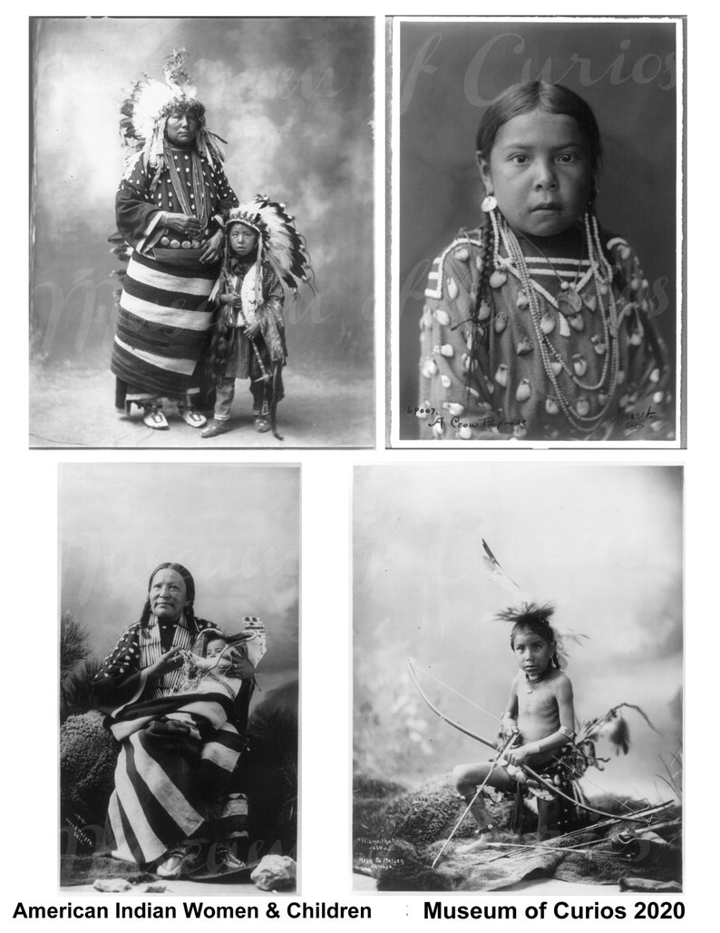 Digital, 1800s, Native American Women & Children 1 Collage Sheet, 8 Black and White Historical Photos, INSTANT DOWNLOAD, Sioux tribe image 2