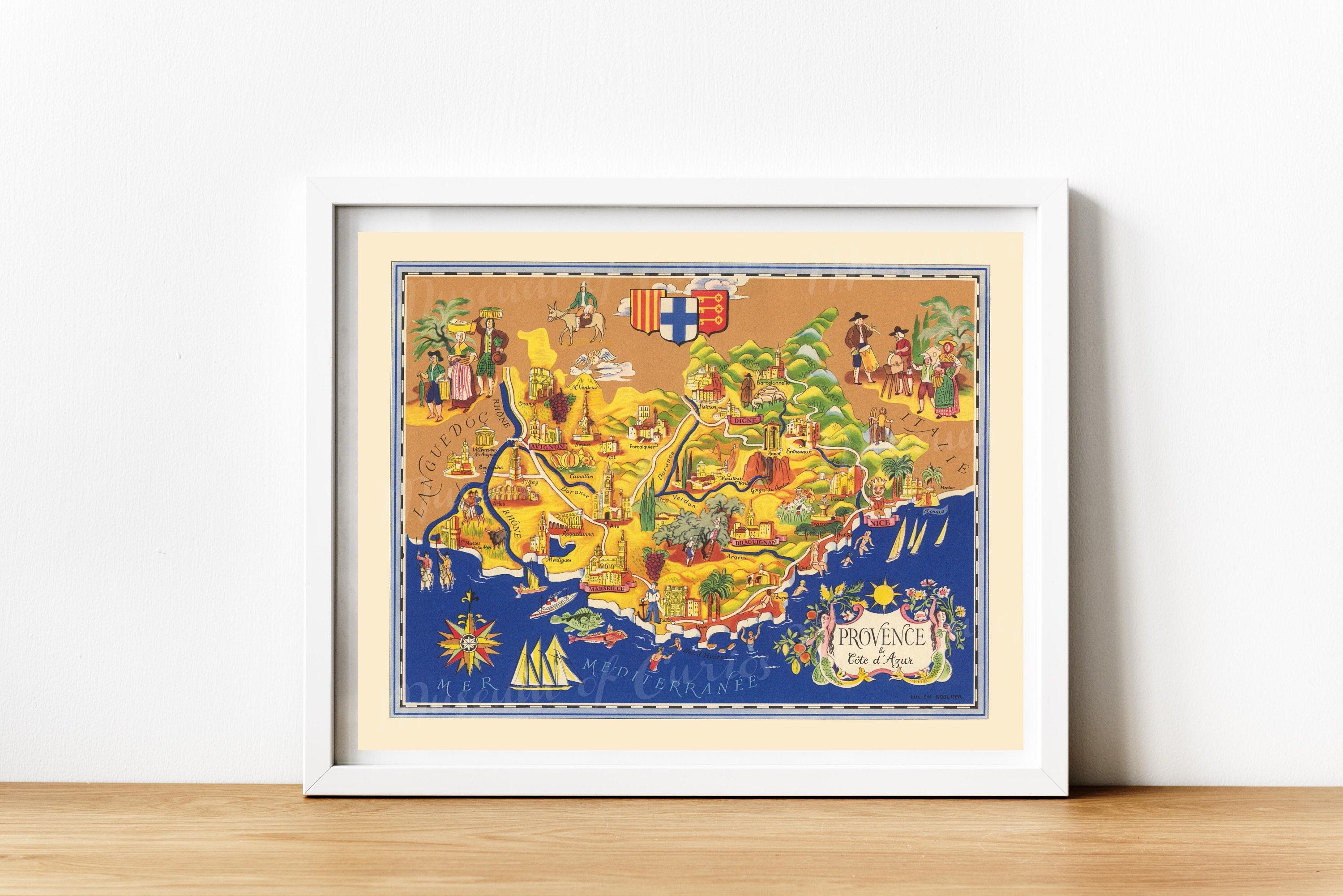 デジタル、ビンテージフランス地図、プロヴァンスとコート