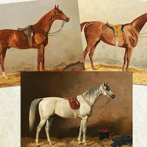 Numérique, trois Emil Volkers Horse Prints, 1892-1903, peintre équin allemand, TÉLÉCHARGEMENT INSTANTANÉ
