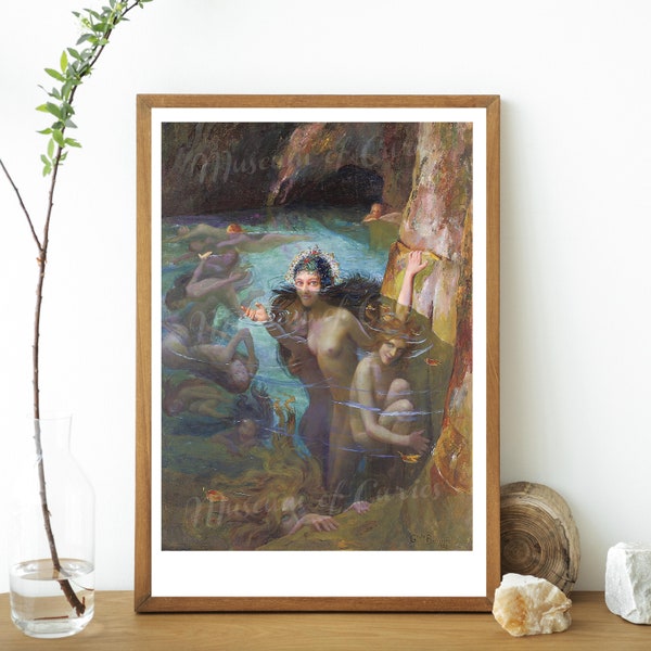 Digital, 1924, Sea Nymphs At A Grotto, Gaston Bussiere, INSTANT DOWNLOAD, Three Sizes