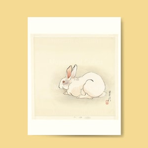 Digital, early 1900s, White Rabbit, INSTANT DOWNLOAD, Greeting card design, Pastel bunny, printable illustration