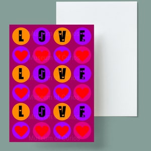 Digital, Love In Circles, Tarjeta de San Valentín, DESCARGA INSTANTÁNEA, Tarjeta imprimible, Arte original, Día de San Valentín