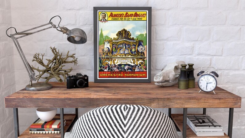 INSTANT DOWNLOAD 19th century art Vintage Circus Poster Digital Parker/'s Band Organs Harmonium 1800s