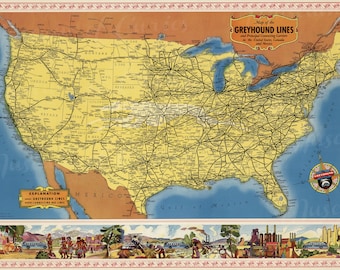 Greyhound Canada Route Map Bus Route Map | Etsy