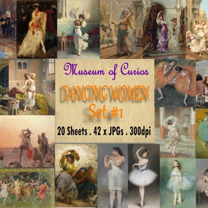 Dancing Women Ephemera Images: Printable Art Collection (Digital Download)