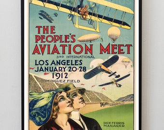 Digital, 1912, The Aviation People's Meet, Los Angeles, Advertising Poster,  INSTANT DOWNLOAD, Printable Wall Art