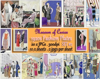 1920s Flapper Fashion Plates: Art Deco Ephemera Collage (Digital Download)