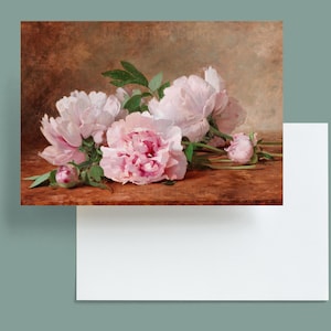 Digital, 1889, peônias rosa, somente CARTÃO, flores, arte floral, DOWNLOAD INSTANTÂNEO, flores rosa pastel, Dia das Mães
