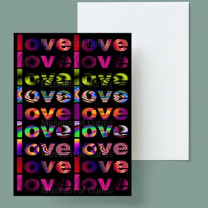 Digital, Tarjeta de San Valentín, Amor Psicodélico, DESCARGA INSTANTÁNEA, Día de San Valentín, Tarjeta imprimible, Arte original, Uso personal, Dos tamaños