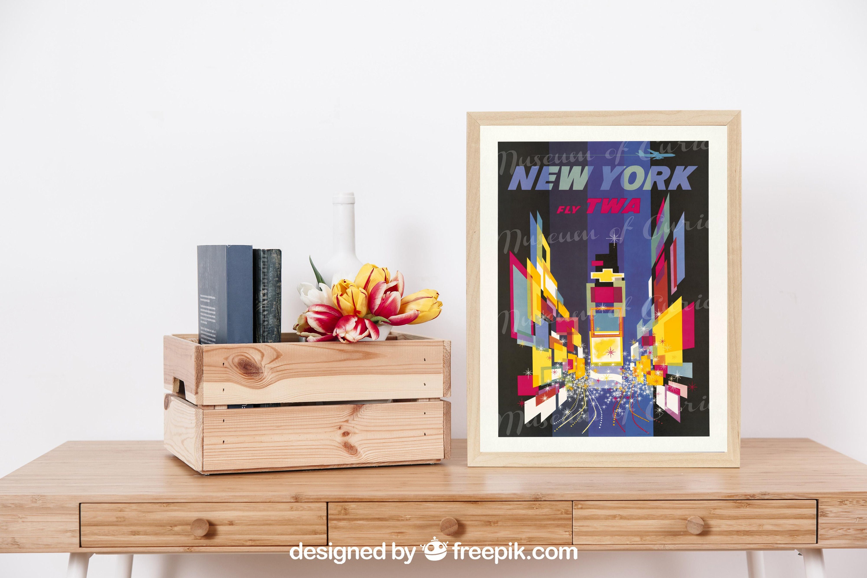Digital, New York Fly TWA, Vintage Travel Poster, INSTANT