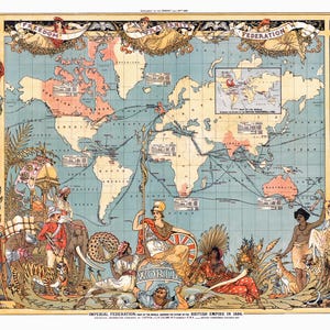 ウォルター・クレインによる1886年大英帝国地図（デジタルダウンロード）