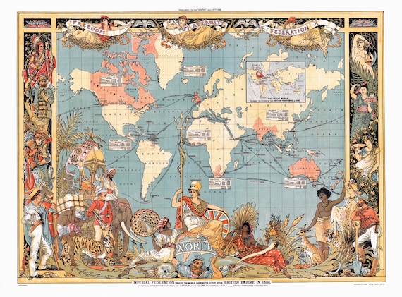 ATLAS of the BRITISH EMPIRE イギリス帝国歴史地図 1886 British Empire Map by Walter Crane (digital Download) - Etsy