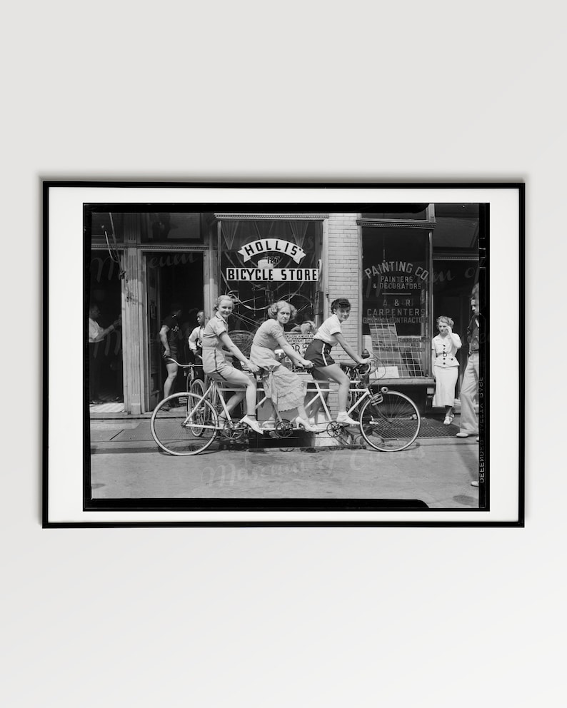 Digital, 1950s, Three women on a bicycle, INSTANT DOWNLOAD, Vintage Photo, mid century, printable image 1