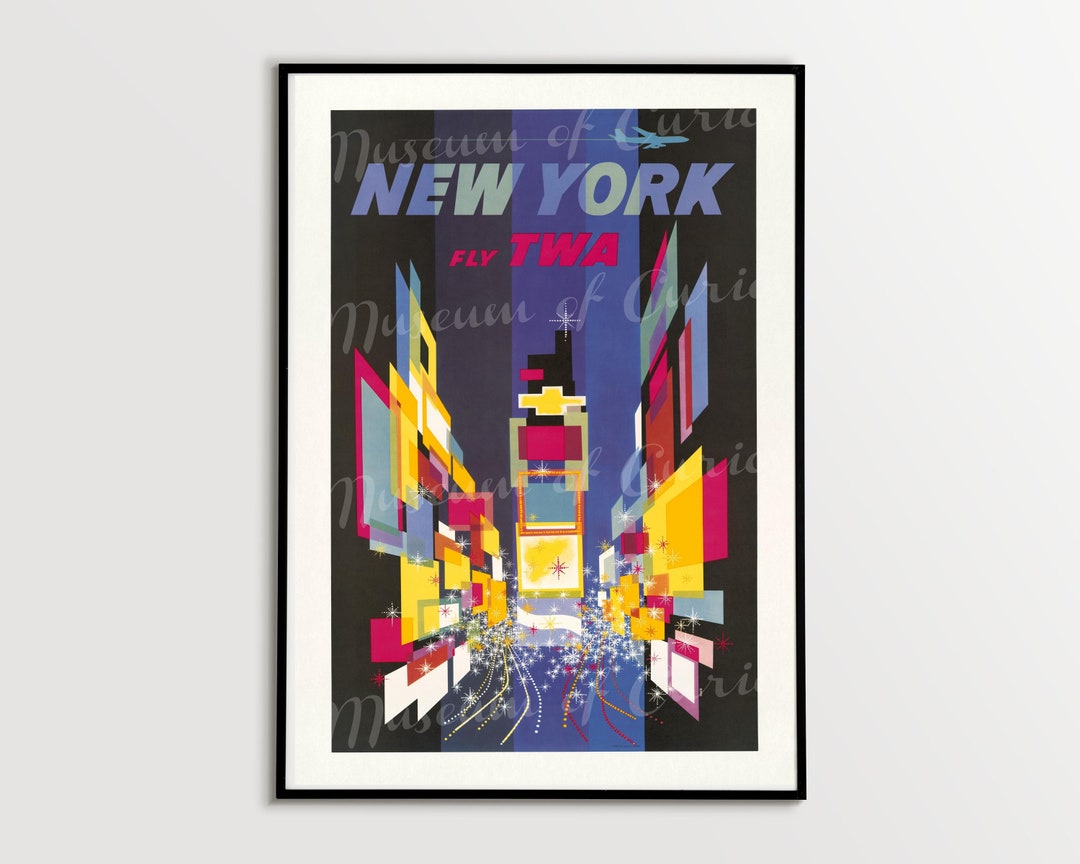 Digital, New York Fly TWA, Vintage Travel Poster, INSTANT DOWNLOAD