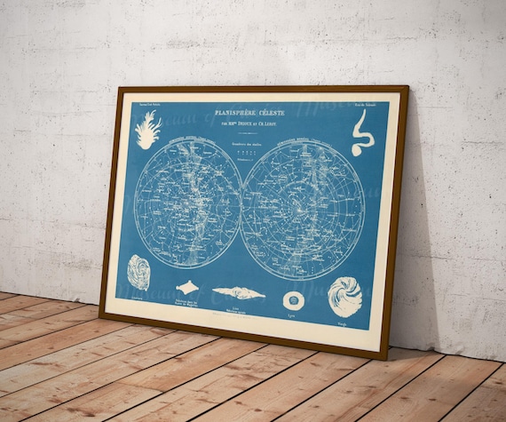 1886 Planisphere Celeste Print: Vintage Celestial Map (digital