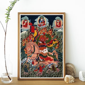 1800s Tibetan Dharmapala Gouache Painting: Samye Monastery Guardian (Digital Download)