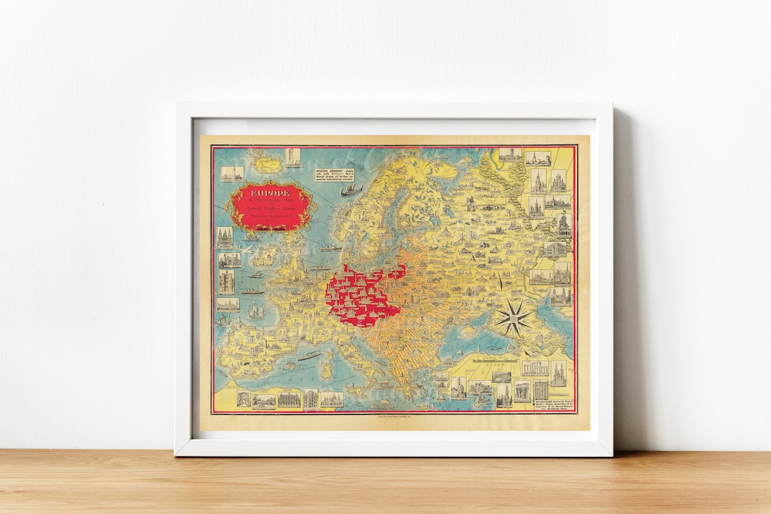 Digital, 1939, Pictorial Map of Europe, INSTANT DOWNLOAD, Printable ...
