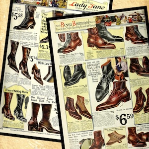 Digital, 1920, Beau Brummel And Lady Jane Shoes, Printable Advertisement, Men's Fashion, INSTANT DOWNLOAD, collage sheets