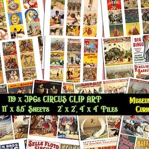 1800s Circus Ephemera: Vintage Clip Art Tiles (Digital Download)
