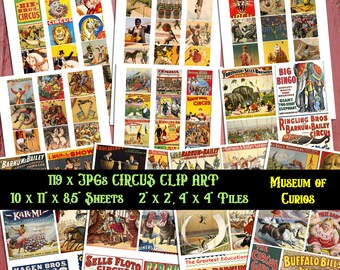 1800s Circus Ephemera: Vintage Clip Art Tiles (Digital Download)