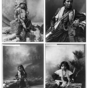 Digital, 1800s, Native American Women & Children 1 Collage Sheet, 8 Black and White Historical Photos, INSTANT DOWNLOAD, Sioux tribe image 3