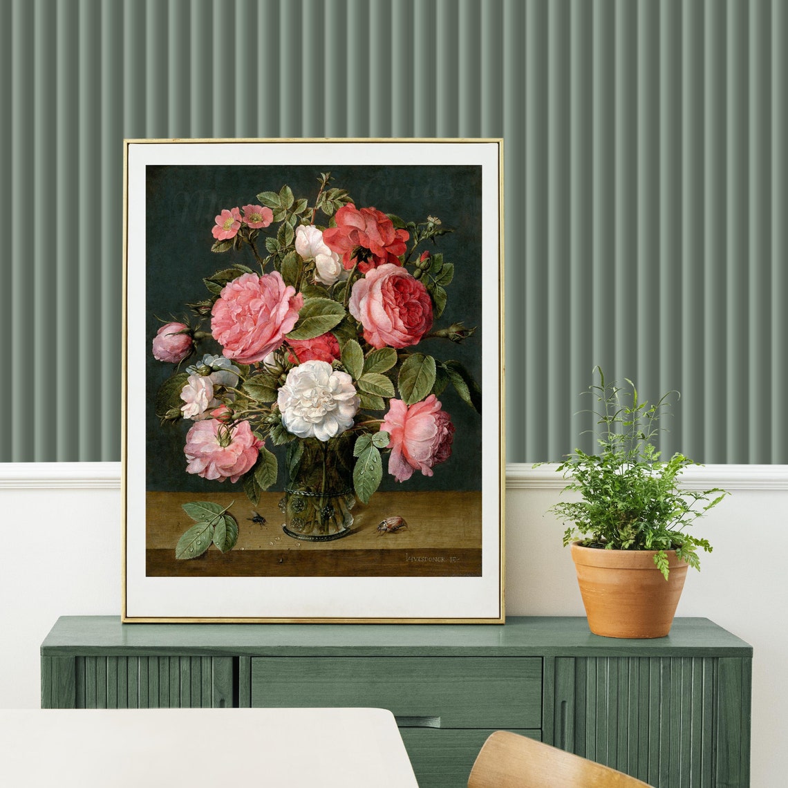 Digital Roses In A Glass Vase Jacob Van Hulsdonck c1640 Etsy