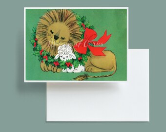 1970s Retro Christmas Card: Lion and Lamb (Digital Download)