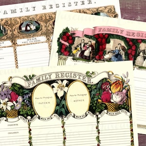 19th Century Family History Charts: Genealogy Register (Digital Download)