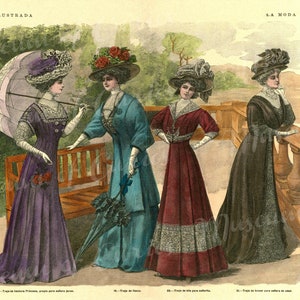 Digital, 1800s, La Moda Elegante, French Ladies Fashion, INSTANT DOWNLOAD, printable wall art