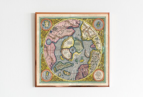 メルカトル図法によるホンディウス北極地図（1606年） - ヴィンテージ