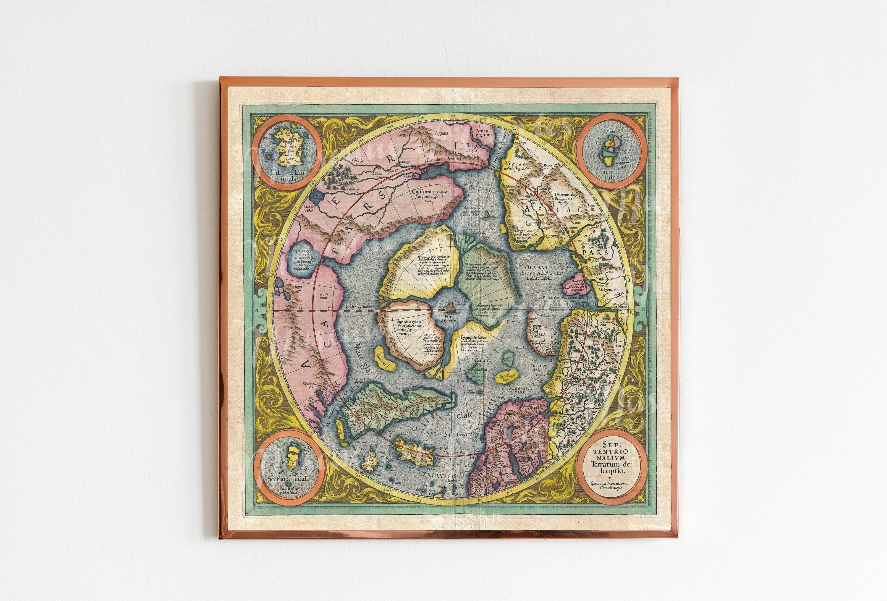 メルカトル図法によるホンディウス北極地図（1606年） - ヴィンテージ