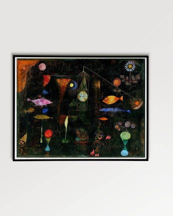 デジタル、1925年、パウル・クレー、「魚の魔法」、抽象画、即時