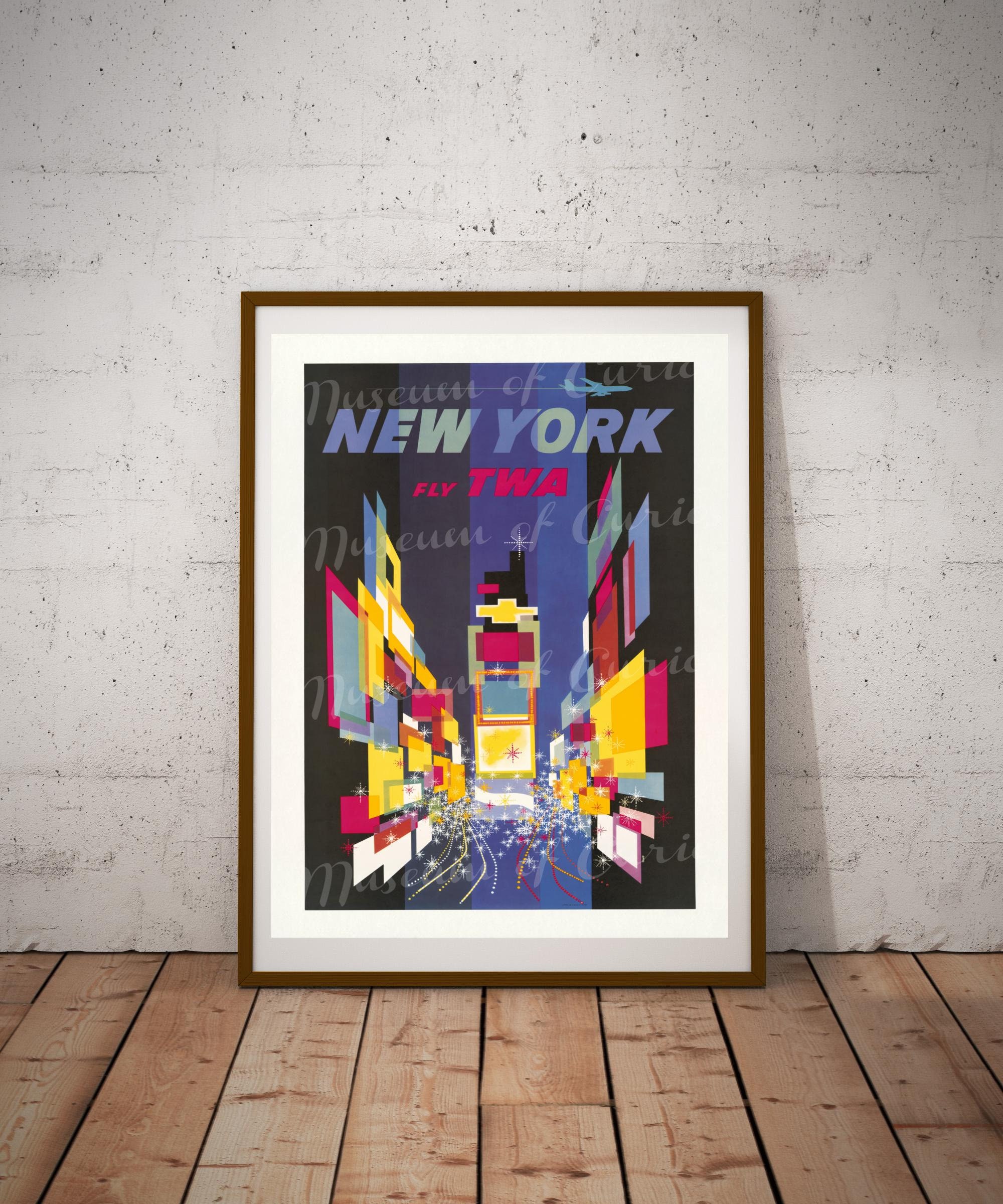 Digital, New York Fly TWA, Vintage Travel Poster, INSTANT