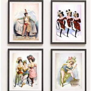 Digital, Set of Four Digital Prints, 19th century, Burlesque Dancers, Chorus Girls, Cabaret, INSTANT DOWLOAD