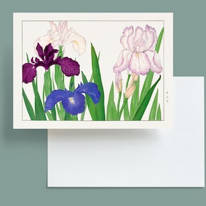 Numérique, 1917, Iris, ukiyo e artwork, Seiyô Soka Zufu, Western Plants and Flowers, INSTANT DOWNLOAD, Floral Carte de vœux