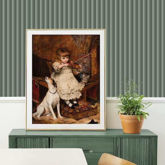 The Little Violinist Print: Vintage Charles Burton Barber Painting