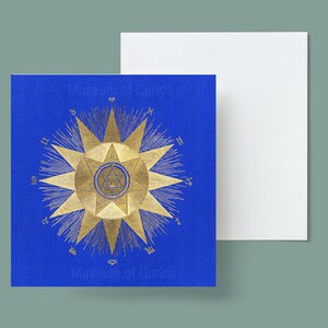 Digitaal, Eind jaren 1800, CARD, Zonnebiologie, De Rijzende Tekens, INSTANT DOWNLOAD, Blauw, Gouden Ster, Zon vorm