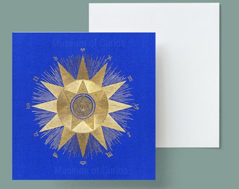 Solar Biology Card: Late 1800s Gold Star Sun (Digital Download)