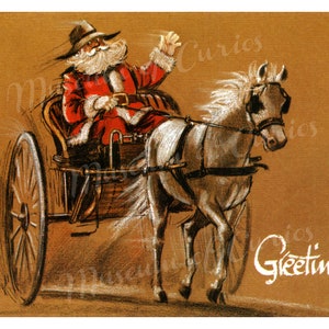 Vintage digitale Australische Weihnachtskarte, Aussie Xmas Greetings, DIGITAL DOWNLOAD, Grußkarte, Weihnachten, Pferd und Wagen, Weißes Pferd