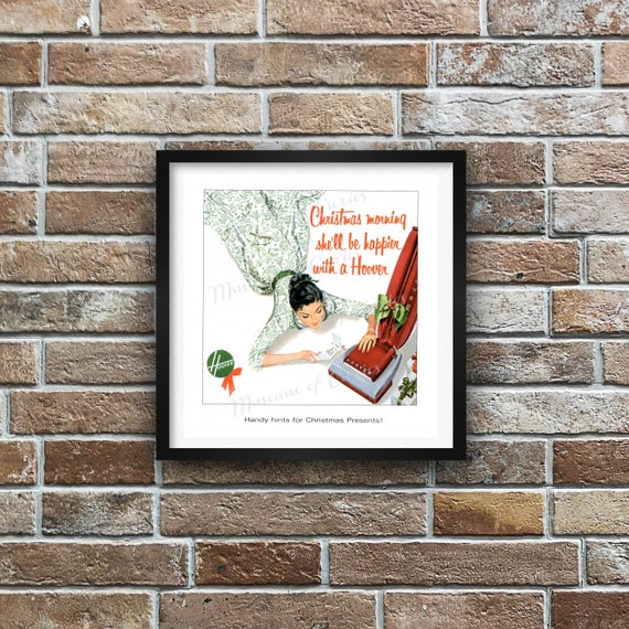 Digital, Retro Vintage print, 1950s Housewife, Hoover Vacuum Cleaner, INSTANT DOWNLOAD, Christmas Card, Christmas Present, Greeting Card,