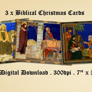 Digital, 1915, 3 cartões de Natal, Cristão, Religioso, Três Reis Magos, Henry Siddons Mowbray, INSTANT DOWNLOAD, Arte bíblica americana