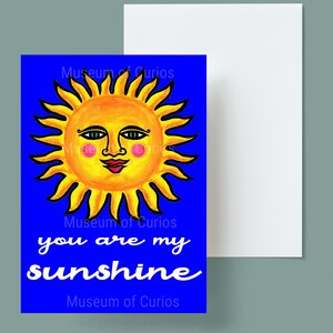 Digital, Valentinstag Karte, You Are My Sunshine, Smiling Sun, SOFORT DOWNLOAD, Druckbare Karte, Valentinstag, Originalkunst