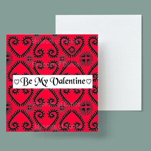 Digital, Valentinstag, Spiky Hearts, SOFORT DOWNLOAD, druckbare Karte, Valentinskarte, Quadratische Karte, Originalkunst