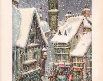 Digital, Charles Dickens, A Christmas Carol, Vintage Xmas Card, INSTANT DOWNLOAD, Snowy street, Digital Card