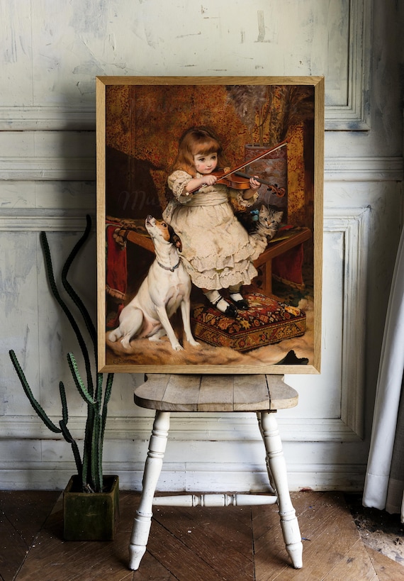 The Little Violinist Print: Vintage Charles Burton Barber Painting