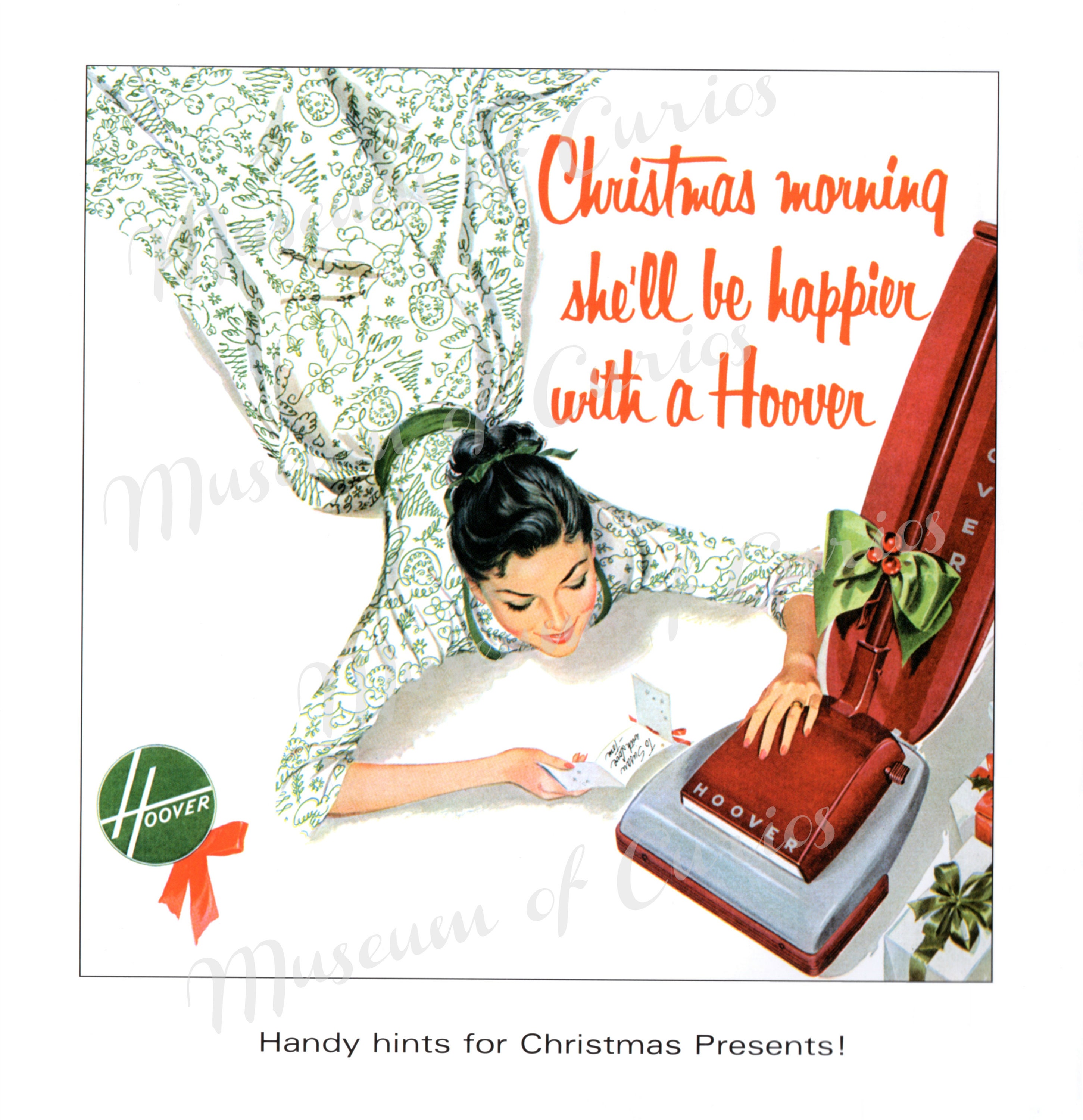 レトロな1950年代風主婦のクリスマスフーバープリント（デジタル
