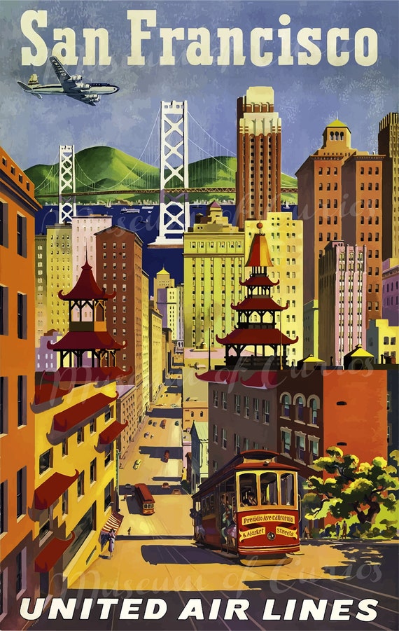 Poster TWA San Francisco - Reproduction HQ 50x70 Cm D'une Affiche Vintage Aviation, Neuf Sous Emballage