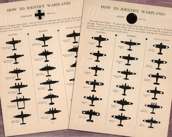 1943 Warplanes Identification Chart: Germany & Japan (Digital Download)