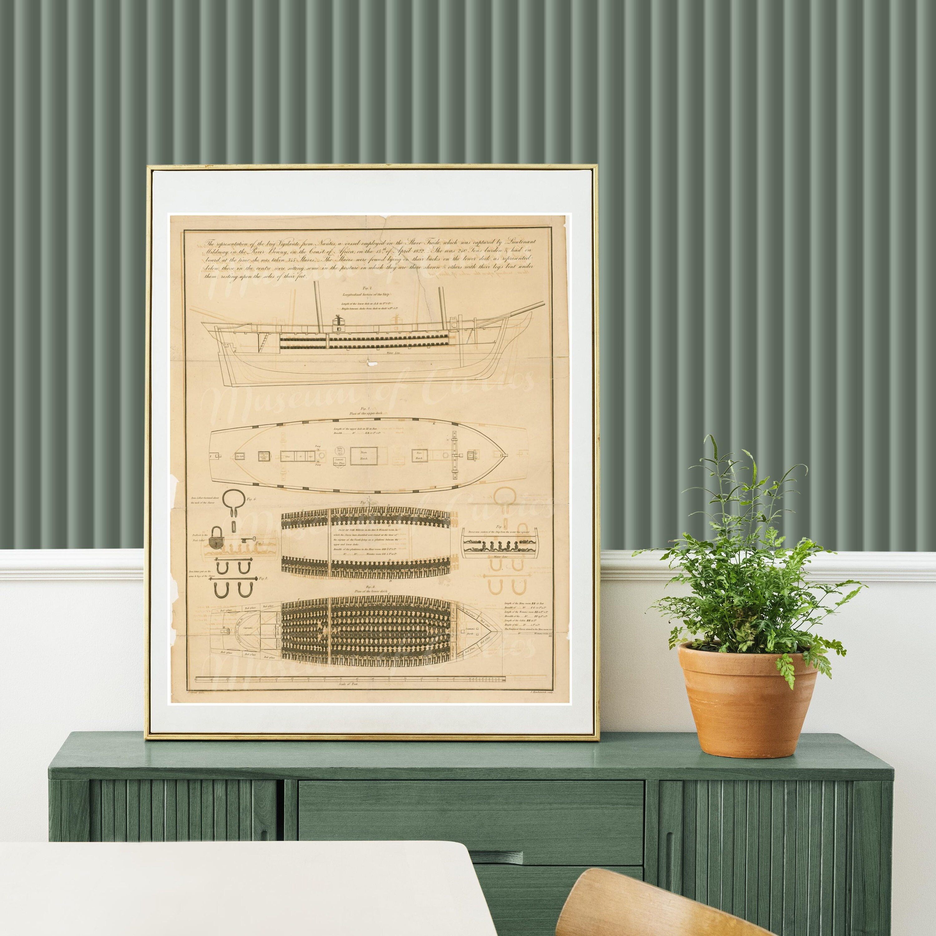 デジタル、1822年、フランスの奴隷船、図面、即時ダウンロード、19世紀